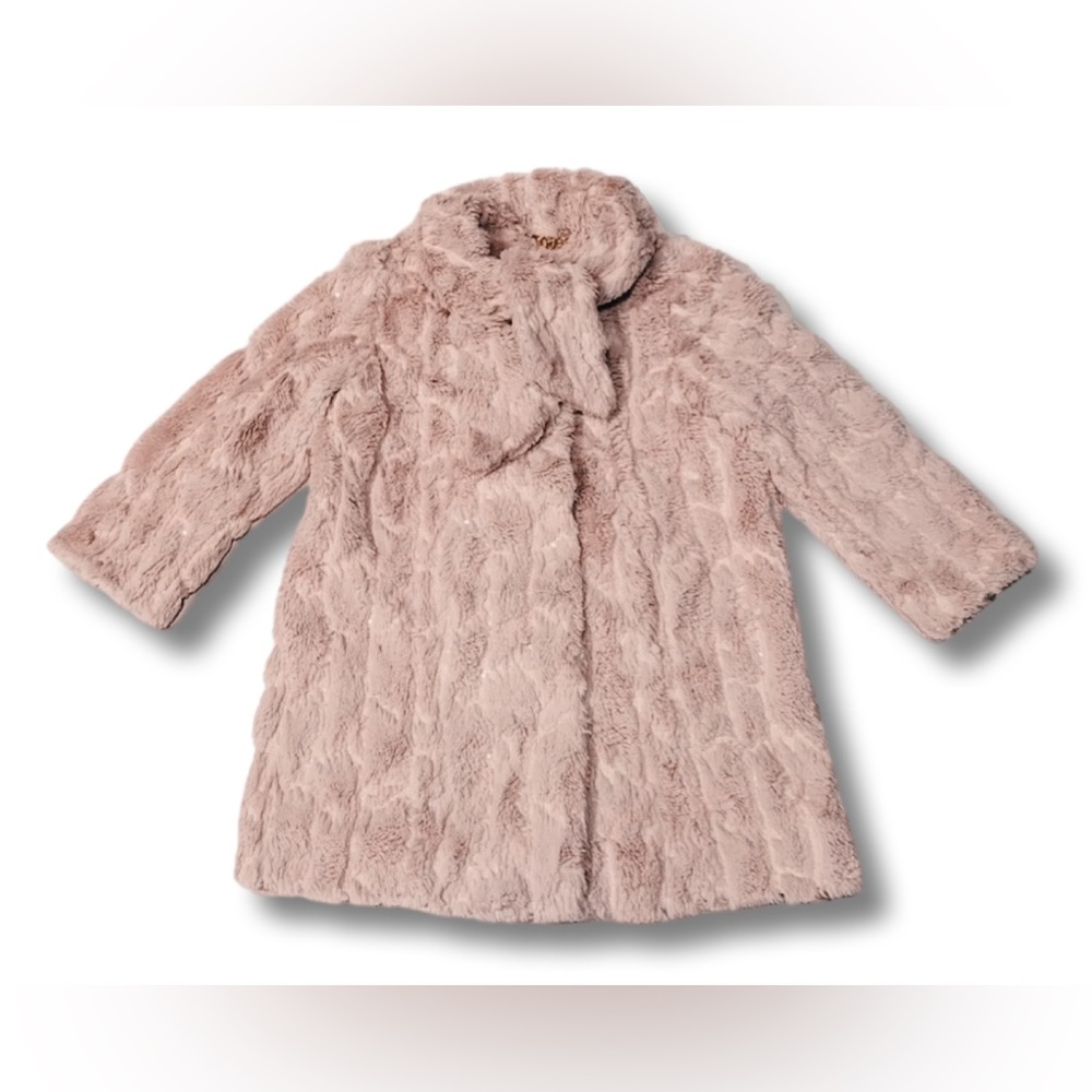 MILLY Minis Girl’s Tie Neck Faux Fur Coat/Jacket-5